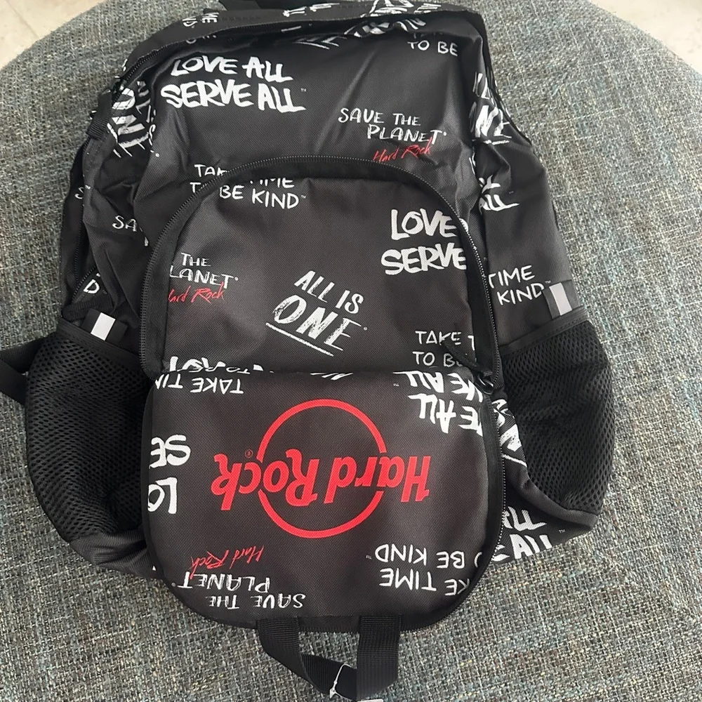 Hard Rock Cafe Black and White Folding Backpack
